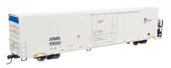 Walthers 910-4137 72' Modern Refrigerator Boxcar UP Union Pacific ARMN #111000 white, low reporting mark, high shield & slogan HO Scale