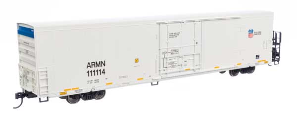 Walthers 910-4140 72' Modern Refrigerator Boxcar UP Union Pacific ARMN #111114 white, low reporting mark, high shield & slogan HO Scale