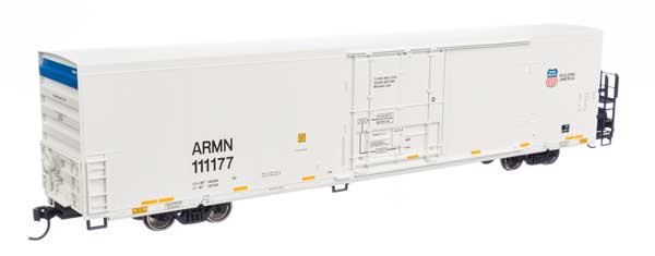 Walthers 910-4141 72' Modern Refrigerator Boxcar UP Union Pacific ARMN #111177 white, low reporting mark, high shield & slogan HO Scale