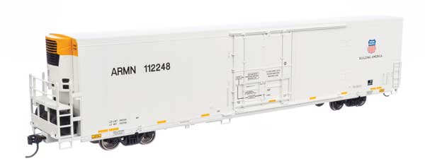 Walthers 910-4159 72' Modern Refrigerator Boxcar UP Union Pacific ARMN #112248 white, high reporting mark, shield & slogan HO Scale