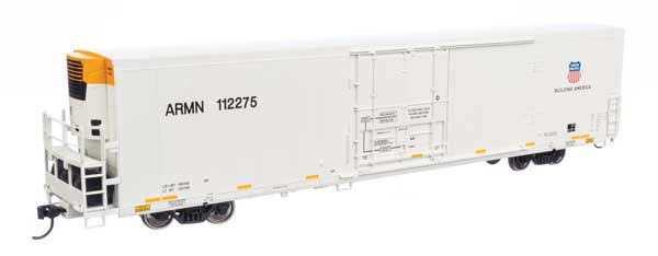 Walthers 910-4160 72' Modern Refrigerator Boxcar UP Union Pacific ARMN #112275 white, high reporting mark, shield & slogan HO Scale