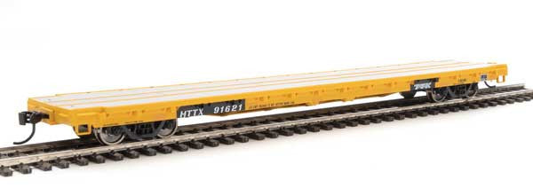 Walthers 910-5339 60' Pullman-Standard Flatcar Trailer Train HTTX #91621 (Heavy Duty Loading; yellow, black) HO Scale