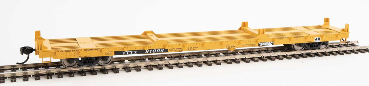 Walthers 910-5379 60' Pullman-Standard Flatcar TTX VTTX #91096 (20' and 40' container loading) HO Scale