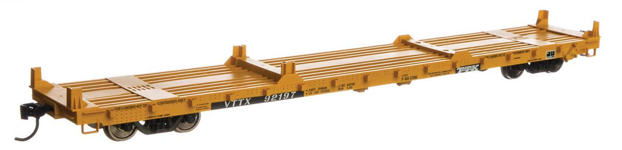 Walthers 910-5420 60' PS Flatcar TTX - VTTX #92289 (yellow, black and white TTX logo) HO Scale