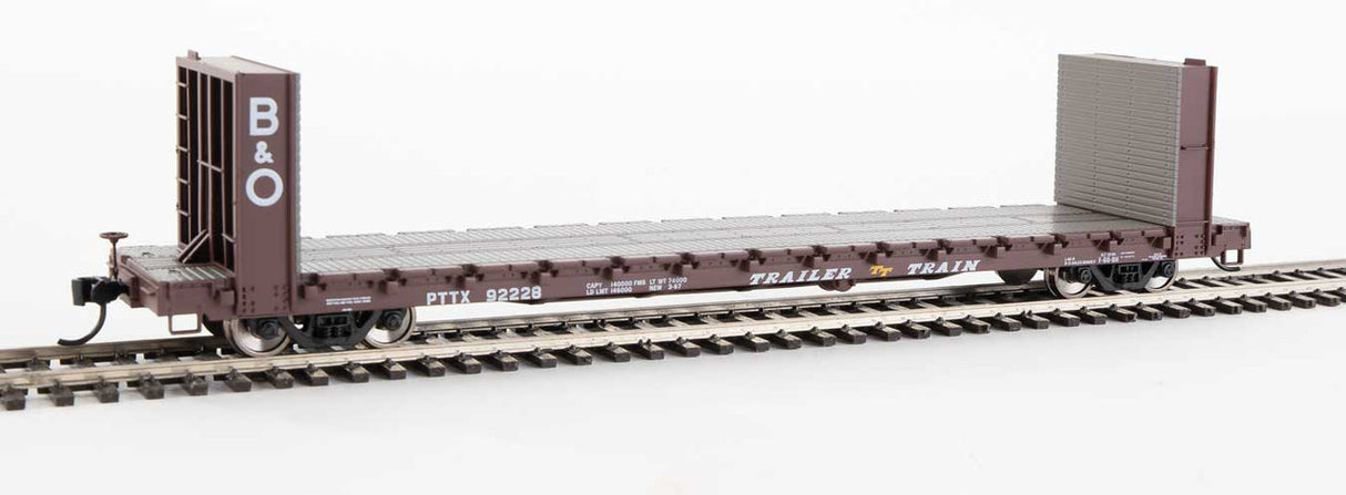 Walthers 910-5813 60' Pullman-Standard Bulkhead Flatcar (48' IL) PTTX - Trailer-Train with B&O Bulkheads #92228 HO Scale