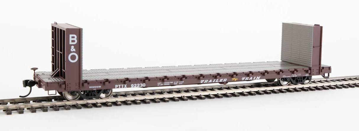 Walthers 910-5814 60' Pullman-Standard Bulkhead Flatcar (48' IL) PTTX - Trailer-Train with B&O Bulkheads #92230 HO Scale