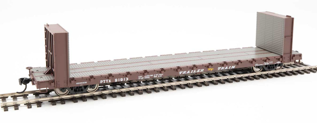 Walthers 910-5846 60' Pullman-Standard Bulkhead Flatcar (48' IL) PTTX Trailer Train #91921 HO Scale