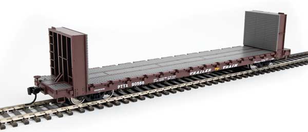 Walthers 910-5875 60' Pullman-Standard Bulkhead Flatcar (48' IL) PTTX Trailer Train #90610 (brown) HO Scale