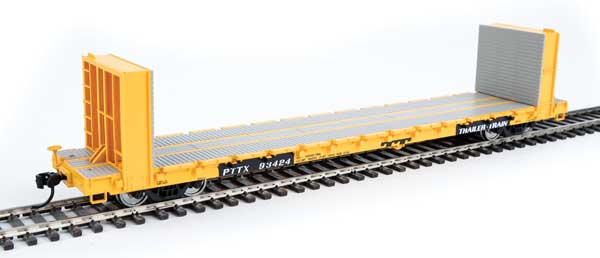 Walthers 910-5877 60' Pullman-Standard Bulkhead Flatcar (48' IL) PTTX Trailer Train #93424 (yellow) HO Scale