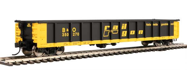 Walthers Mainline 910-6262 53' Railgon B&O Baltimore & Ohio #350211 (patch; black, yellow) HO Scale