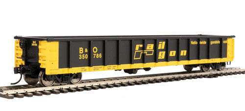 Walthers Mainline 910-6264 53' Railgon B&O Baltimore & Ohio #350786 (patch; black, yellow) HO Scale