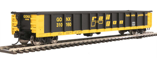 Walthers Mainline 910-6277 53' Railgon Railgon GONX #310160 (as-built; black, yellow) HO Scale