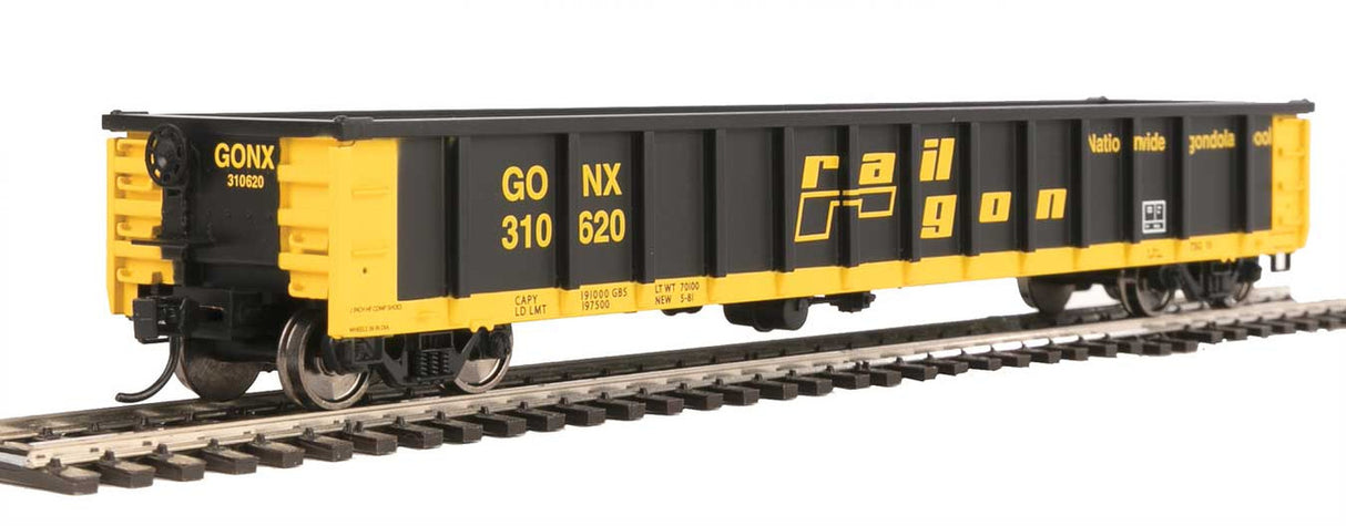 Walthers Mainline 910-6284 53' Railgon Railgon GONX #310620 (as-built; black, yellow) HO Scale