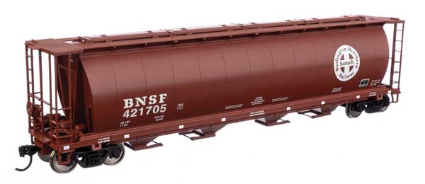 Walthers 910-7873 BNSF #421705 (red-brown, white; Circle Cross logo, trough hatches) 59' Cylindrical Hopper HO Scale