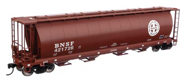 Walthers 910-7875 BNSF #421726 (red-brown, white; Circle Cross logo, trough hatches) 59' Cylindrical Hopper HO Scale