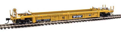 Walthers 910-8414 Thrall Rebuilt 40' Well Car Trailer-Train DTTX #53249 (yellow, black; black & white logo, yellow stripes) HO Scale