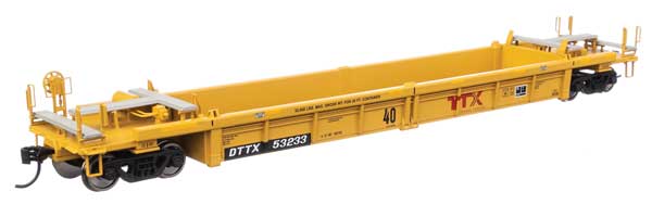 Walthers 910-8428 Thrall Rebuilt 40' Well Car TTX DTTX #53233 - red "Forward Thinking" TTX logo w/yellow conspicuity stripes HO Scale