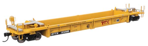 Walthers 910-8429 Thrall Rebuilt 40' Well Car TTX DTTX #53285 - red "Forward Thinking" TTX logo w/yellow conspicuity stripes HO Scale