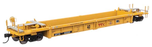 Walthers 910-8435 Thrall Rebuilt 40' Well Car TTX DTTX #53325 - red TTX & Next Load Any Road logos, yellow conspicuity stripe HO Scale