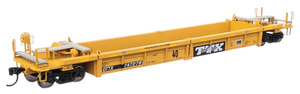 Walthers 910-8436 Thrall Rebuilt 40' Well Car TTX DTTX #747278 - large black & white TTX logo w/yellow conspicuity stripes HO Scale