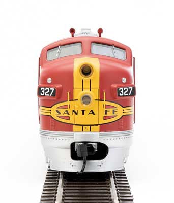 Walthers 19962 EMD F7 A - ATSF - Santa Fe #327L (Passenger Warbonnet, silver, red, black) - DCC & Sound HO Scale