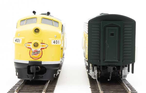 Walthers 19968 EMD F7 A/B - C&NW - Chicago & North Western #401, #410 (yellow, green, silver, black) - DCC & Sound HO Scale