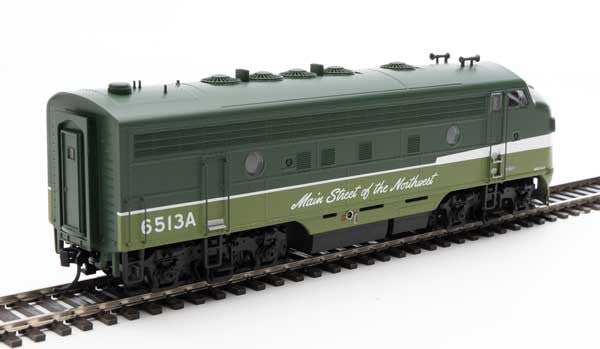 Walthers 19976 EMD F7 A/B - NP - Northern Pacific #6513A, #6513B (two-tone green, white, black) - DCC & Sound HO Scale