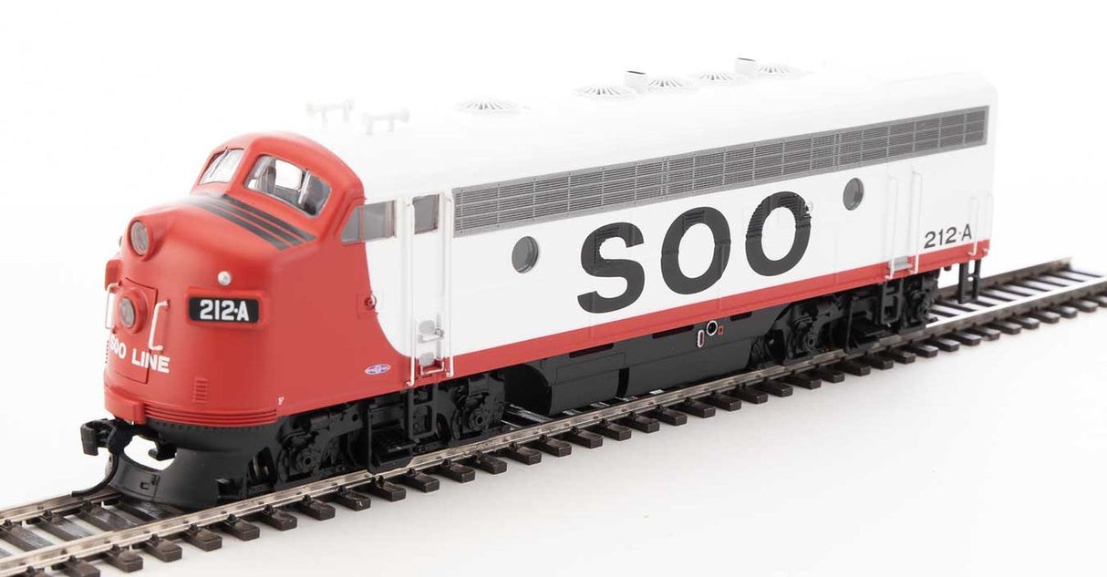 Walthers 19979 EMD F7 A/B - Soo Line #212A, #2201C (red, white, black) - DCC & Sound HO Scale