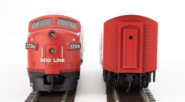 Walthers 19980 EMD F7 A/B - Soo Line #2201A, #2204C (red, white, black) - DCC & Sound HO Scale