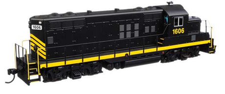 Walthers 910-20443 EMD GP9 Phase II Leased Unit #1607 (black w/yellow stripes, numbered, unlettered) DCC & Sound HO Scale