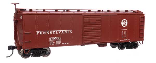 Walthers 910-40969 40' Early X29 Boxcar PRR Pennsylvania Railroad #570530 Circle Keystone (Tuscan, white) HO Scale