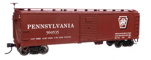 Walthers 910-40971 40' Early X29 Boxcar PRR Pennsylvania Railroad #569535 Shadow Keystone (Tuscan, white) HO Scale