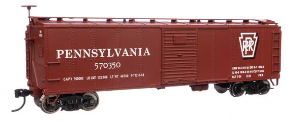 Walthers 910-40972 40' Early X29 Boxcar PRR Pennsylvania Railroad #570350 Shadow Keystone (Tuscan, white) HO Scale