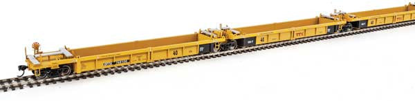 Walthers 910-55648 Thrall 5-Unit Rebuilt 40' Well Car Trailer-Train DTTX #748106 A-E (yellow, Small Red Logo) HO Scale