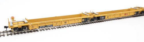 Walthers 910-55653 Thrall 5-Unit Rebuilt 40' Well Car Trailer-Train DTTX #748317 A-E (yellow, Large Red Logo) HO Scale