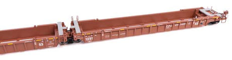 Walthers 910-55806 NSC Articulated 3-Unit 53' Well Car Canadian National GTW #676038 (brown, white) HO Scale