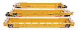 Walthers 910-55815 NSC Articulated 3-Unit 53' Well Car TTX DTTX #786929 (yellow w/red "Jack Here" warnings) HO Scale