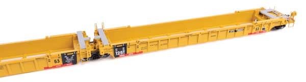 Walthers 910-55815 NSC Articulated 3-Unit 53' Well Car TTX DTTX #786929 (yellow w/red "Jack Here" warnings) HO Scale