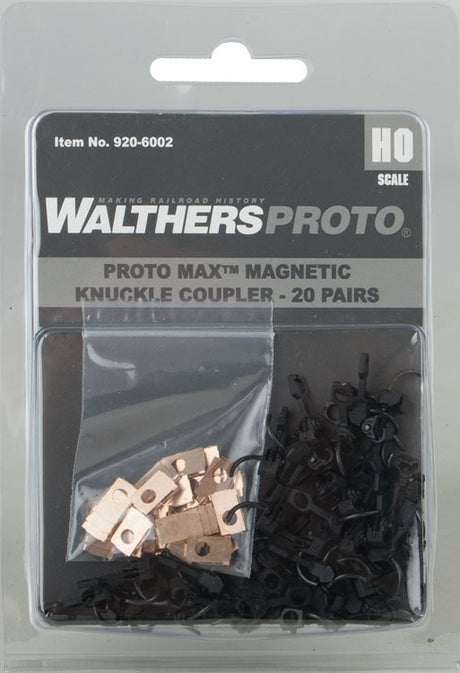 WalthersProto 920-6002 Proto MAX Magnetic Knuckle Couplers Standard Type Couplers Only - 20 Pair HO Scale