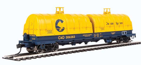 Walthers Proto 920-105240 50' Evan Coil Car - Chessie System C&O #306283 (Glass-Fiber Hoods, yellow, blue) HO Scale