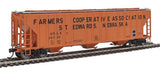 Walthers Proto 106159 55' Evans 4780 Covered Hopper Farmers Co-op Association USLX #26722 (St. Edwards, Nebraska; orange, black) HO Scale