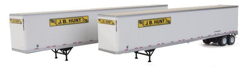 Walthers 949-2462 53' Stoughton Trailer 2-Pack J.B. Hunt (white, yellow, black) - Assembled HO Scale SceneMaster