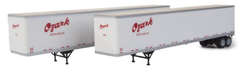 Walthers 949-2466 53' Stoughton Trailer 2-Pack Ozark (white, red) - Assembled HO Scale SceneMaster