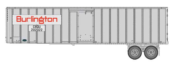 Walthers 949-2600 Flexi-Van 40' Trailer 2-Pack Chicago, Burlington & Quincy (Large Name Placard, Side Doors) - Assembled HO Scale SceneMaster