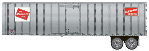 Walthers 949-2605 Flexi-Van 40' Trailer 2-Pack Milwaukee Road #3 (Logo, Flexi-Van Placard; Side Doors) - Assembled HO Scale SceneMaster