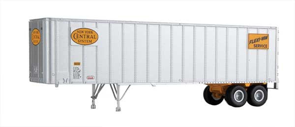 Walthers 949-2606 Flexi-Van 40' Trailer 2-Pack New York Central #1 (Yellow Logo; Flexi-Van Placards, End Doors) - Assembled HO Scale SceneMaster