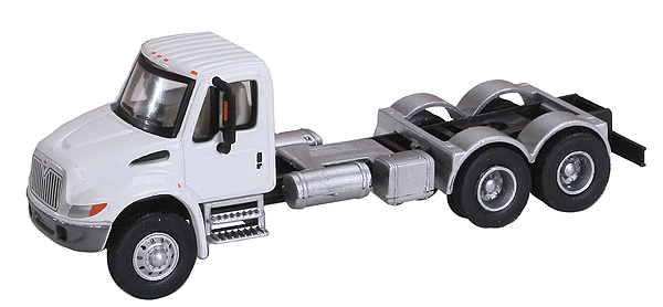 Walthers 949-11530 International 4300 Dual-Axle Semi Tractor Only White Cab, Black Chassis - Assembled HO Scale SceneMaster