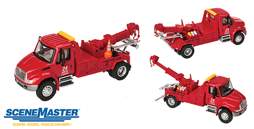 Walthers 949-11531 International 4300 Tow Truck Red - Assembled HO Scale SceneMaster