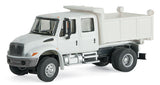 Walthers 949-11634 International 4300 Crew Cab Dump Truck White w/Railroad Maintenance-of-Way Logo Decals - Assembled HO Scale SceneMaster