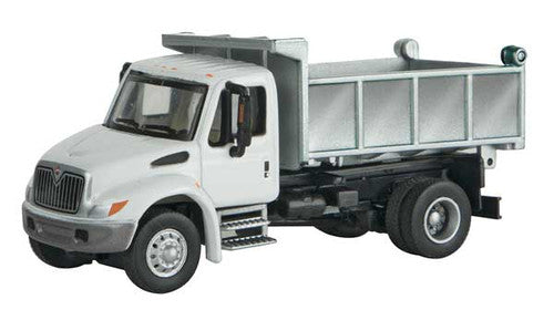 Walthers 949-11637 International 4300 Single-Axle Dump Truck White with Utility Company decals - Assembled HO Scale SceneMaster